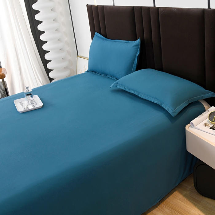 91家纺网 家纺一手货源 找家纺 梵巢2025新款水洗棉床单三件套 海青