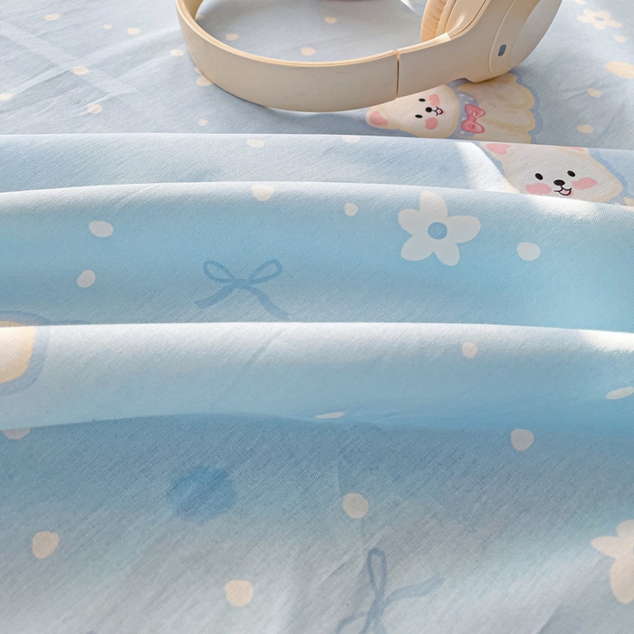 91家纺网 家纺一手货源 找家纺 春雨家居 2025新款春夏卡通印花全棉单枕套 9.蓝色泡芙狗