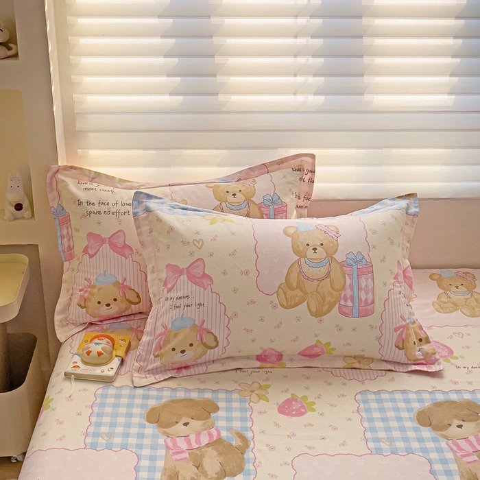 91家纺网 家纺一手货源 找家纺 春雨家居 2025新款春夏卡通印花全棉单枕套 10.甜甜心事