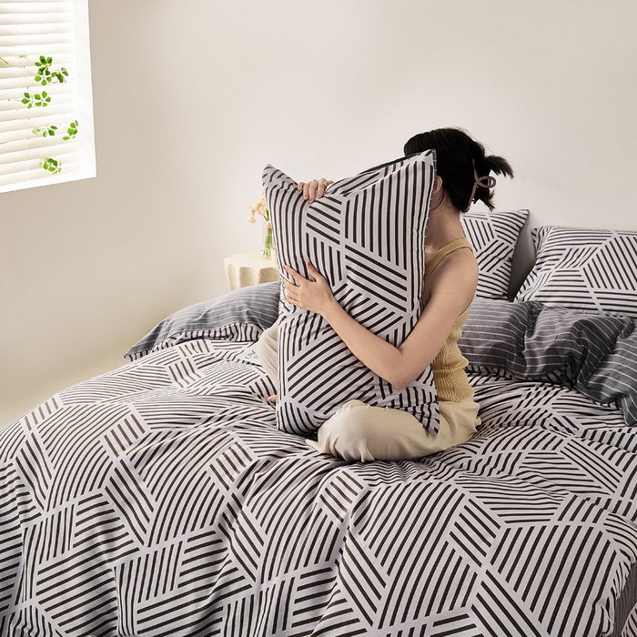 91家纺网 家纺一手货源 找家纺 潮邦创意家居 2025特价春夏新款13070全棉四件套 【第一批】 简格