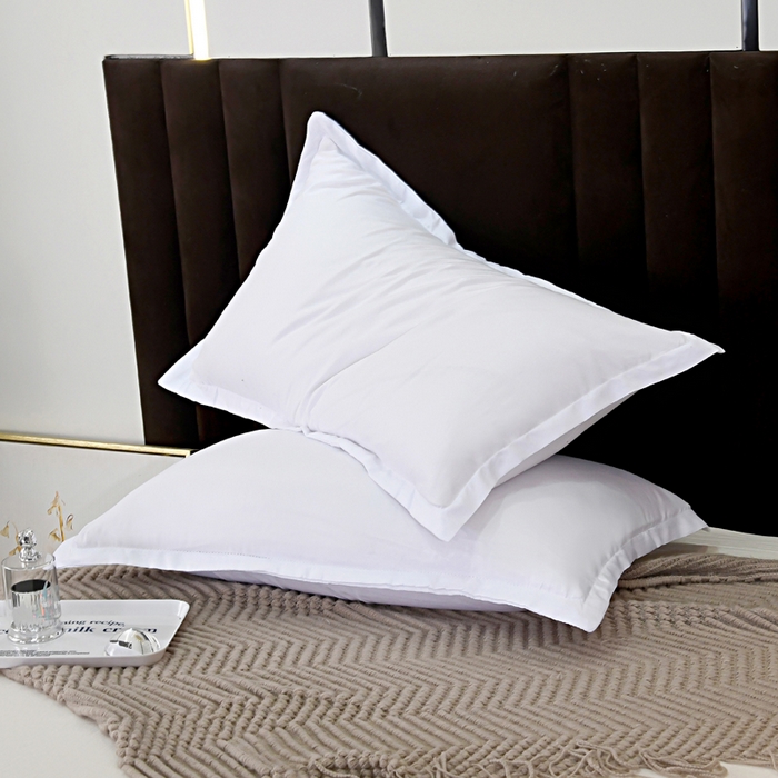 91家纺网 家纺一手货源 找家纺 梵巢2025新款水洗棉纯色单品枕套 纯白