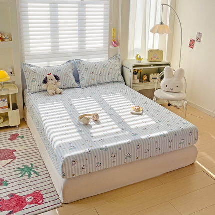 春雨家居 2025新款春夏卡通印花全棉单床笠 兔兔乐园