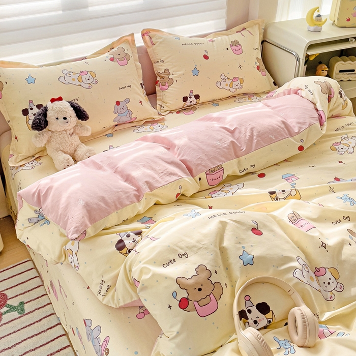 91家纺网 家纺一手货源 找家纺 春雨家居 2025新款春夏卡通印花全棉单被套 可爱颂