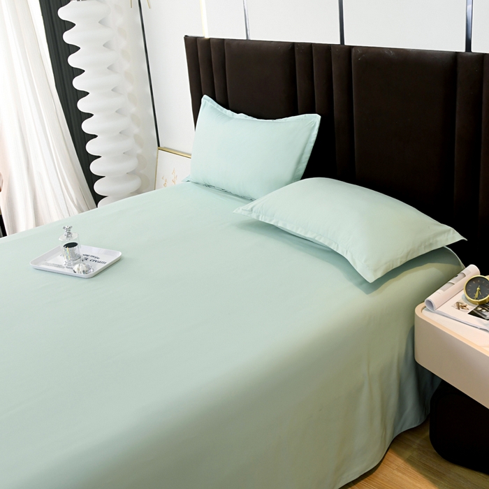 91家纺网 家纺一手货源 找家纺 梵巢2025新款水洗棉床单三件套 嫩绿