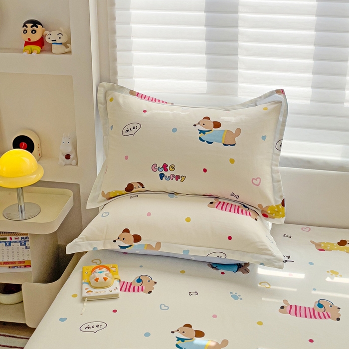 91家纺网 家纺一手货源 找家纺 春雨家居 2025新款春夏卡通印花全棉单枕套 8.童趣蜜歌