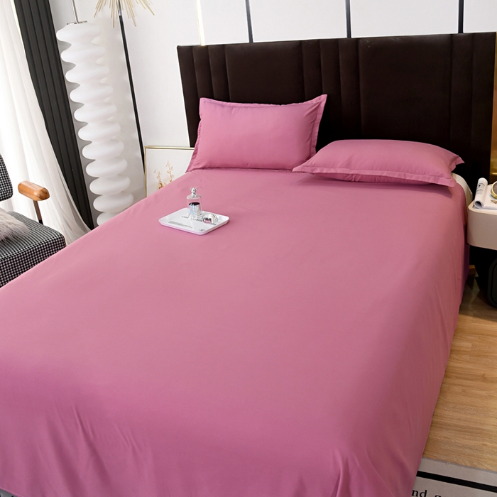 91家纺网 家纺一手货源 找家纺 梵巢2025新款水洗棉床单三件套 浅豆沙