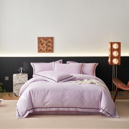 91家纺网 家纺一手货源 找家纺 （总）三朵全棉60S贡缎长绒棉大提花四件套-格趣系列