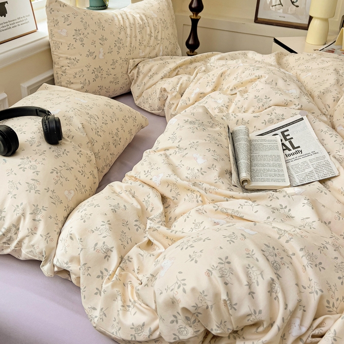 91家纺网 家纺一手货源 找家纺 逸尚阁 2025新款针织双层纱印花四件套（提供买家秀） 安琪拉