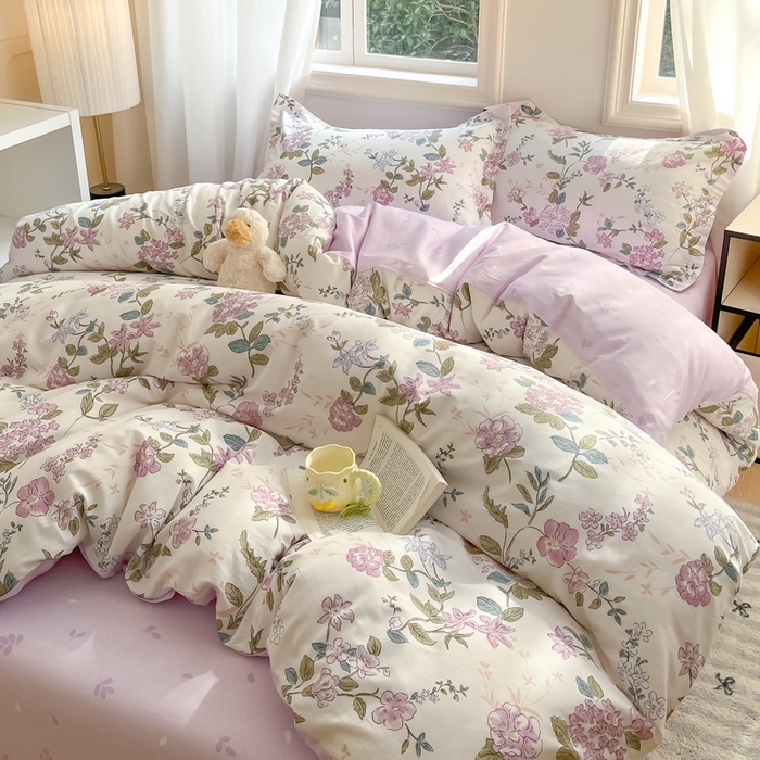 91家纺网 家纺一手货源 找家纺 涵宸家纺 2025新款全棉印花四件套 B花之恋