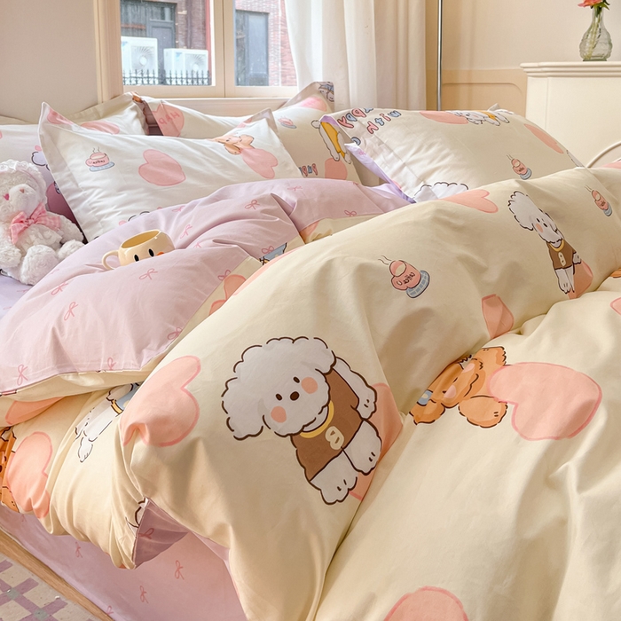 91家纺网 家纺一手货源 找家纺 涵宸家纺 2025新款全棉印花四件套 A幸运犬