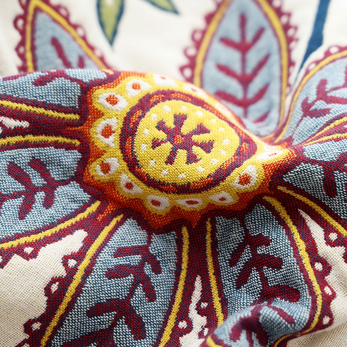 91家纺网 家纺一手货源 找家纺 朴尔2025年新品国潮风加大加厚全棉六层纱布浴巾四件套 花田印象-流苏浴巾