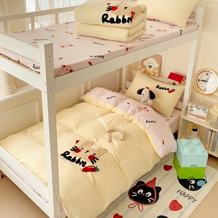 91家纺网 家纺一手货源 找家纺 （总）凯洛奇 2025新款1卡通水洗棉印+绣毛巾绣四件套（学生床）【提供买家秀】