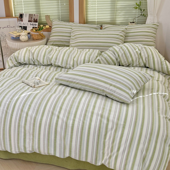 91家纺网 家纺一手货源 找家纺 澳萝拉 2025新款全棉水洗棉印花款四件套-风格二 左岸-绿