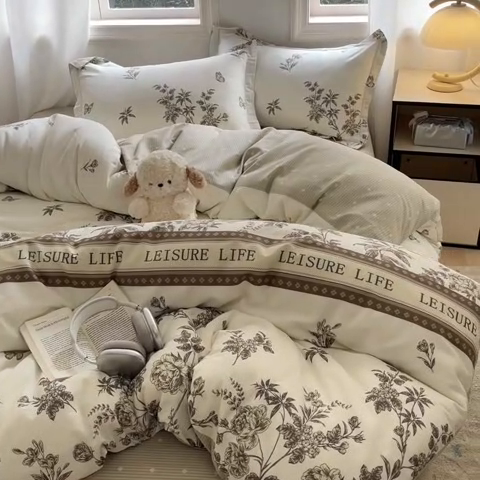 91家纺网 家纺一手货源 找家纺 涵宸家纺 2025新款全棉印花四件套 F慕情