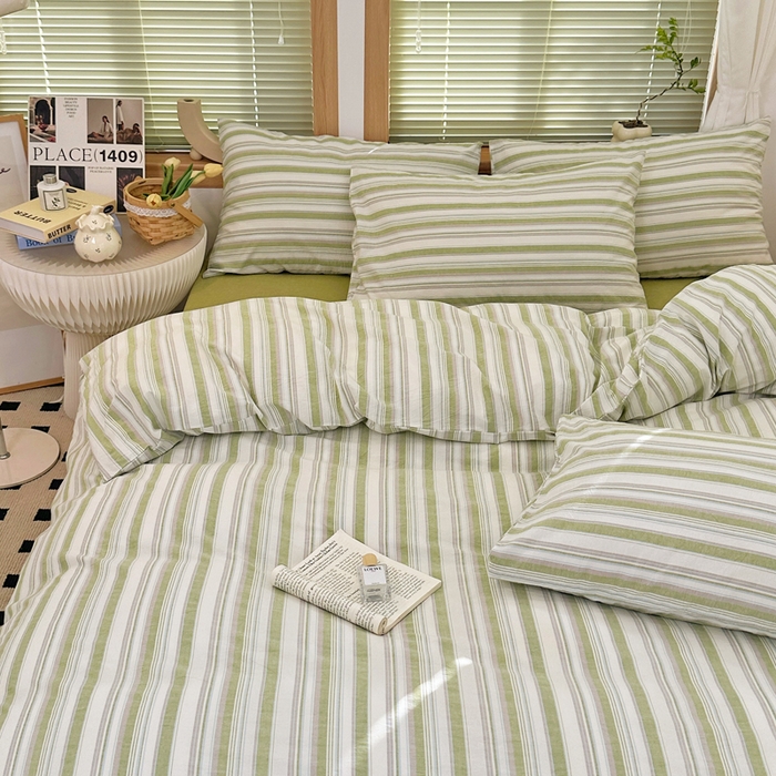 91家纺网 家纺一手货源 找家纺 澳萝拉 2025新款全棉水洗棉印花款四件套-风格二 左岸-绿