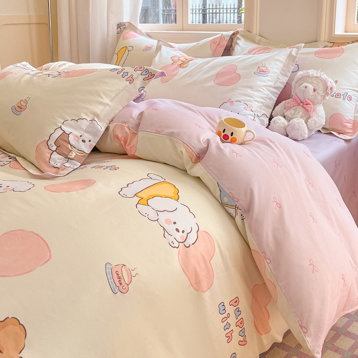 91家纺网 家纺一手货源 找家纺 涵宸家纺 2025新款全棉印花四件套 A幸运犬