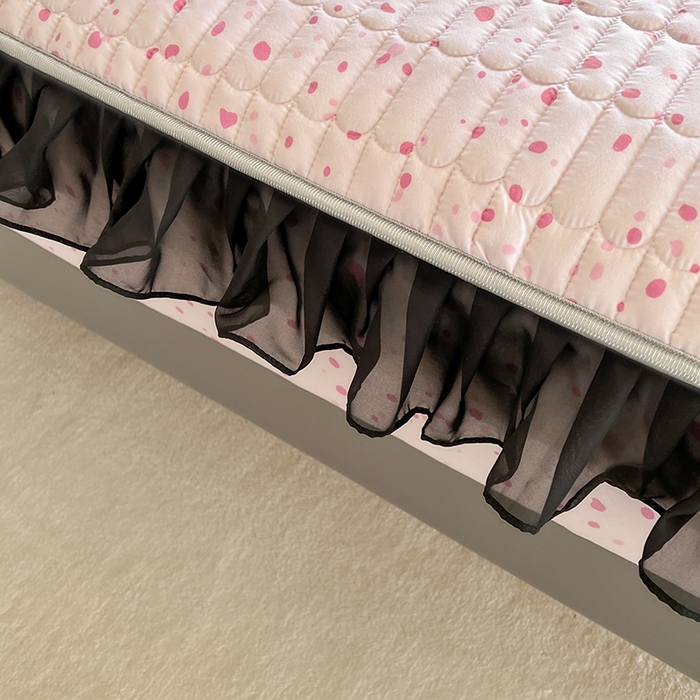 91家纺网 家纺一手货源 找家纺 眠势力 2025新款赫本风花边床笠四季通用加厚夹棉席梦思保护套 奇思妙想-粉