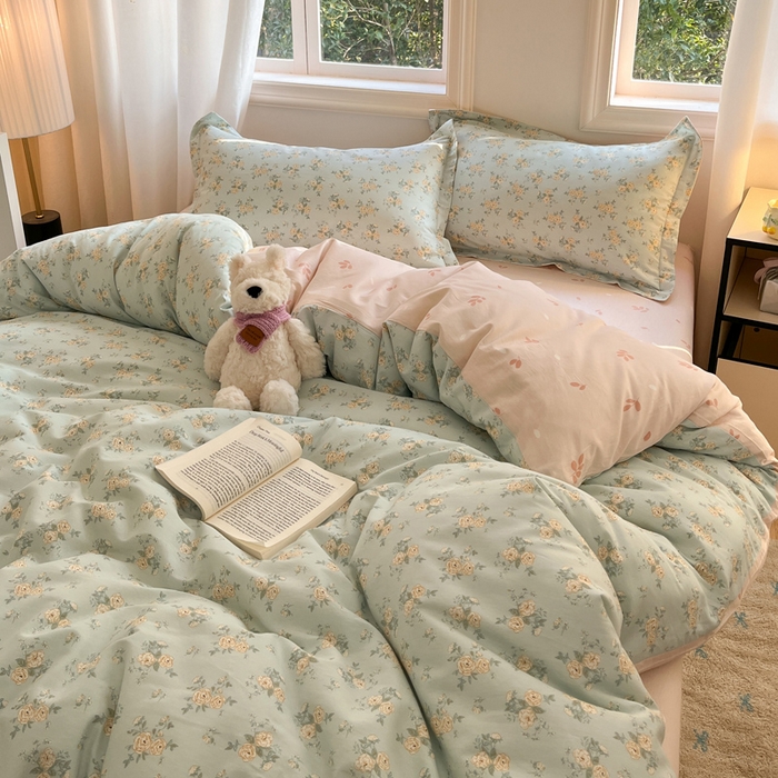 91家纺网 家纺一手货源 找家纺 涵宸家纺 2025新款全棉印花四件套 B蔓莎