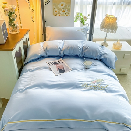 91家纺网 家纺一手货源 找家纺 （总）悦织湾家纺 2025新款水洗冰丝羽毛学生宿舍三件套轻奢时尚床上用品四件套