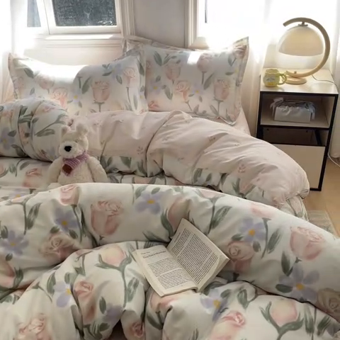 91家纺网 家纺一手货源 找家纺 涵宸家纺 2025新款全棉印花四件套 B花丛中