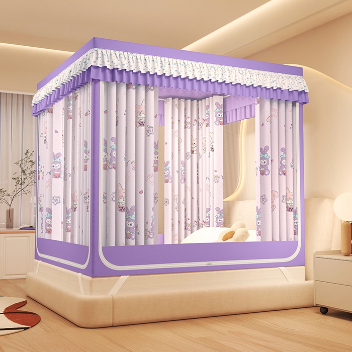 91家纺网 家纺一手货源 找家纺 迪凡保罗蚊帐 2025新款2503专版印花遮光帘防摔坐床蚊帐建模图 奶萌兔兔