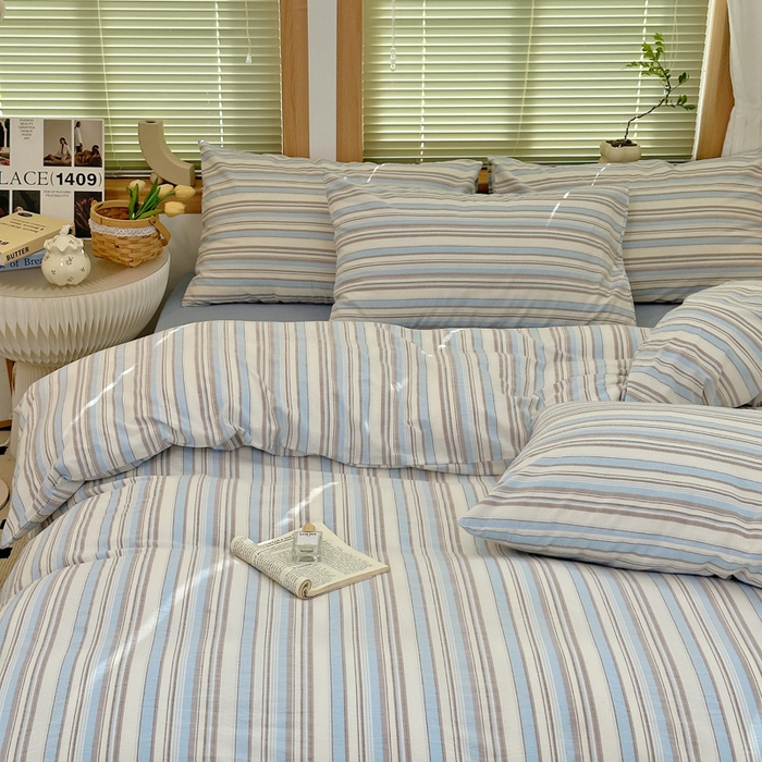 91家纺网 家纺一手货源 找家纺 澳萝拉 2025新款全棉水洗棉印花款四件套-风格二 左岸-蓝