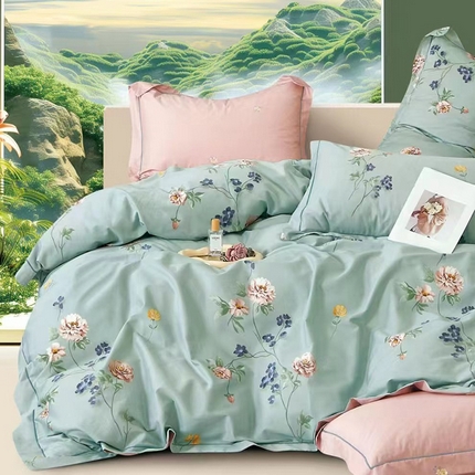 91家纺网 家纺一手货源 找家纺 （总）磨毛世家家纺 2025新款13372铂金凯丽四件套-实体花色