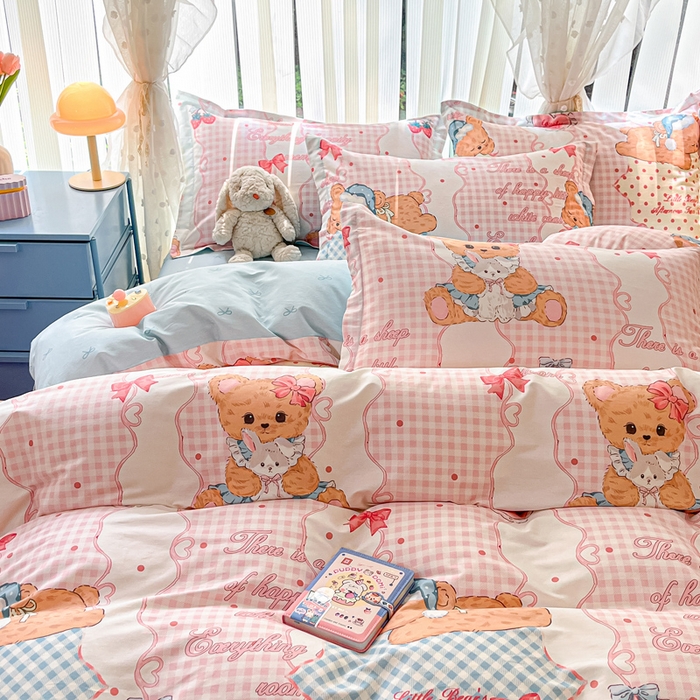 91家纺网 家纺一手货源 找家纺 涵宸家纺 2025新款全棉印花四件套 A月光萌熊