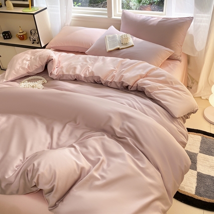 91家纺网 家纺一手货源 找家纺 （总）悦织湾家纺 2025新款水洗冰丝双面纯色轻奢四件套学生宿舍三件套