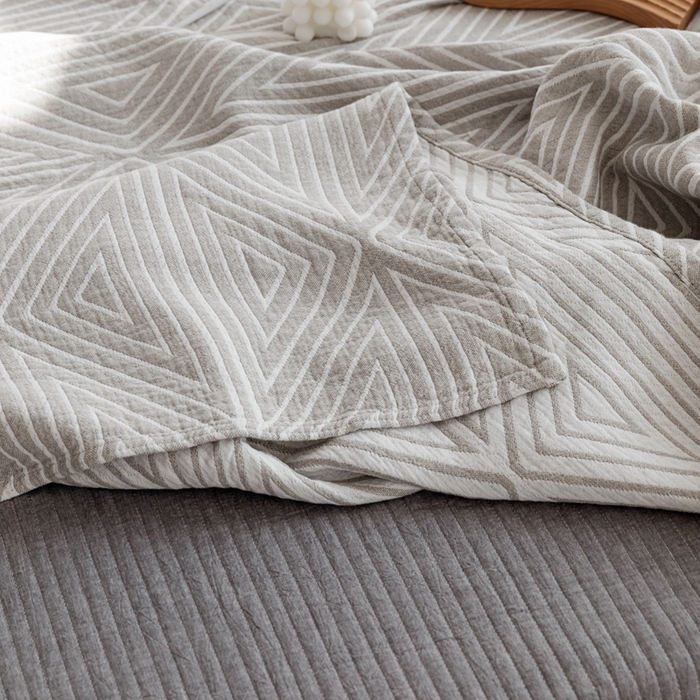 91家纺网 家纺一手货源 找家纺 朴尔2025年新品格调简约风全棉三层纱布毛巾被 普韦布洛-浅灰