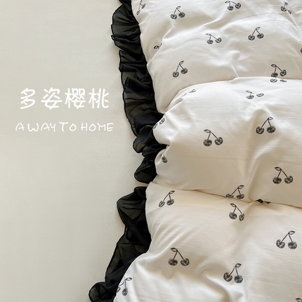 91家纺网 家纺一手货源 找家纺 （总）眠势力 2025新款赫本风被套韩版荷叶花边被罩四季款