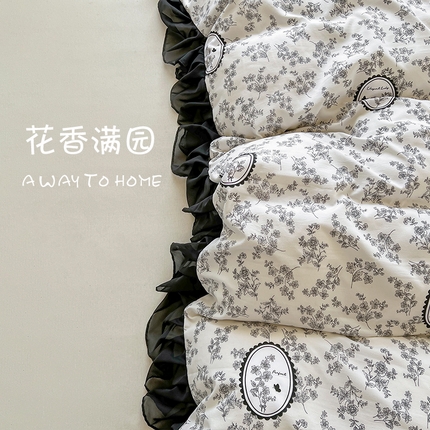 91家纺网 家纺一手货源 找家纺 （总）眠势力 2025新款赫本风被套韩版荷叶花边被罩四季款