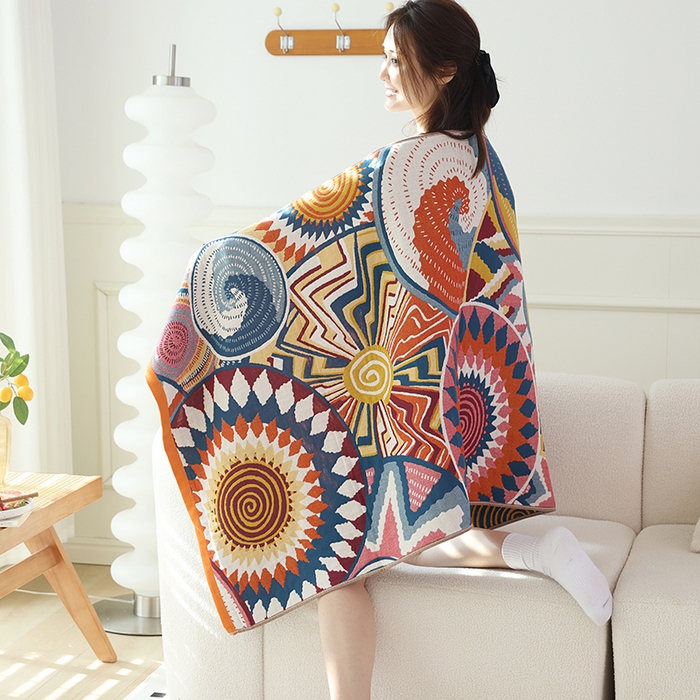 91家纺网 家纺一手货源 找家纺 （总）朴尔2025年新品国潮风加大加厚全棉六层纱布浴巾四件套