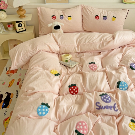 91家纺网 家纺一手货源 找家纺 （总）逸尚阁 2025新款小清新毛巾绣四件套（提供买家秀）