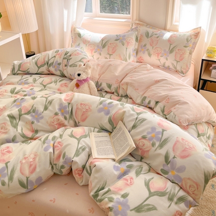 涵宸家纺 2025新款全棉印花四件套 B花丛中