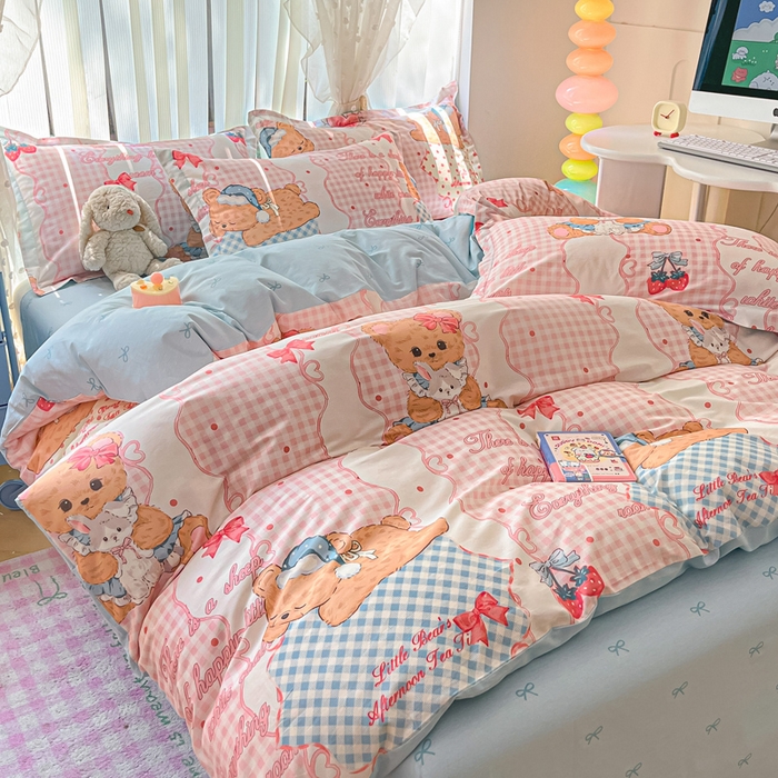 91家纺网 家纺一手货源 找家纺 涵宸家纺 2025新款全棉印花四件套 A月光萌熊