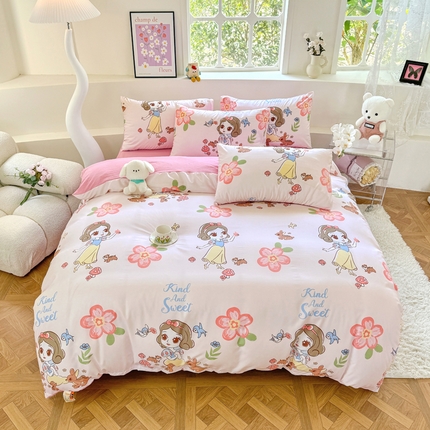 卡斯诺 2025新款A类迪士尼水洗棉印花四件套（下载包包含买家秀）童话公主