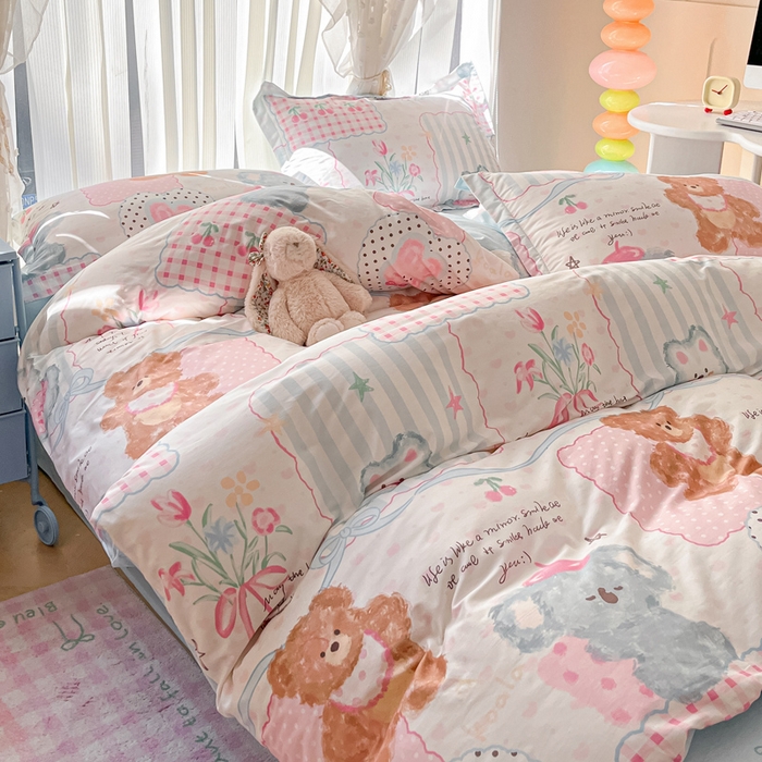 91家纺网 家纺一手货源 找家纺 涵宸家纺 2025新款全棉印花四件套 A快乐园