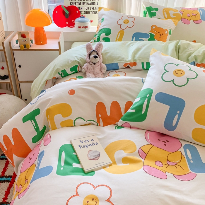 91家纺网 家纺一手货源 找家纺 澳萝拉 2025新款小碎花清新春夏全棉花边双层纱韩系三件套四件套 春日游园会