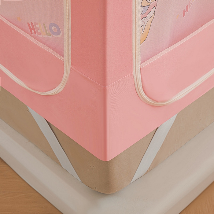 91家纺网 家纺一手货源 找家纺 迪凡保罗蚊帐 2025新款2503专版印花遮光帘防摔坐床蚊帐实拍图 粉红兔兔