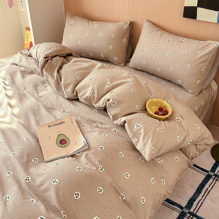 91家纺网 家纺一手货源 找家纺 感遇全棉软萌清新四件套 车厘子