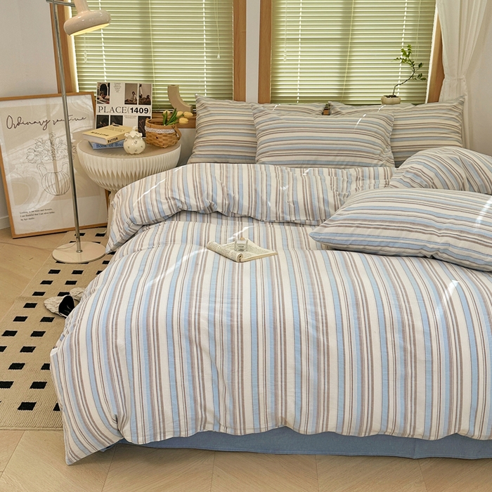 91家纺网 家纺一手货源 找家纺 澳萝拉 2025新款全棉水洗棉印花款四件套-风格二 左岸-蓝