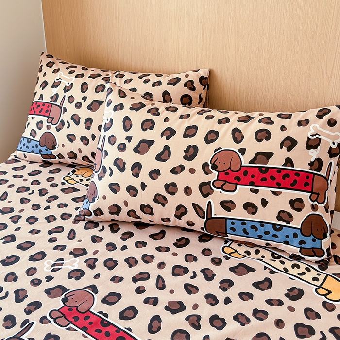 91家纺网 家纺一手货源 找家纺 感遇全棉软萌清新四件套 豹纹狗