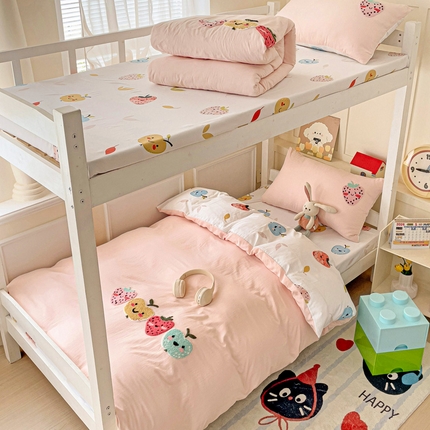 91家纺网 家纺一手货源 找家纺 （总）凯洛奇 2025新款1卡通水洗棉印+绣毛巾绣四件套（学生床）【提供买家秀】