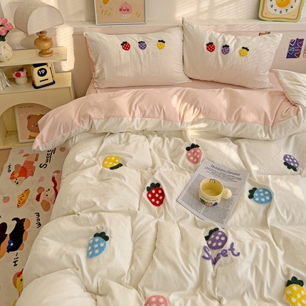 91家纺网 家纺一手货源 找家纺 （总）逸尚阁 2025新款小清新毛巾绣四件套（提供买家秀）