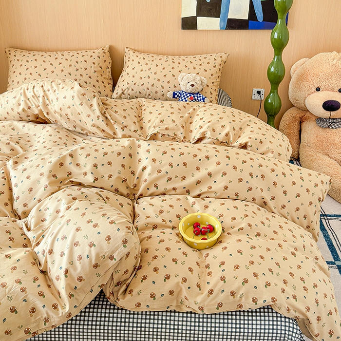 91家纺网 家纺一手货源 找家纺 感遇全棉软萌清新四件套 小蘑菇