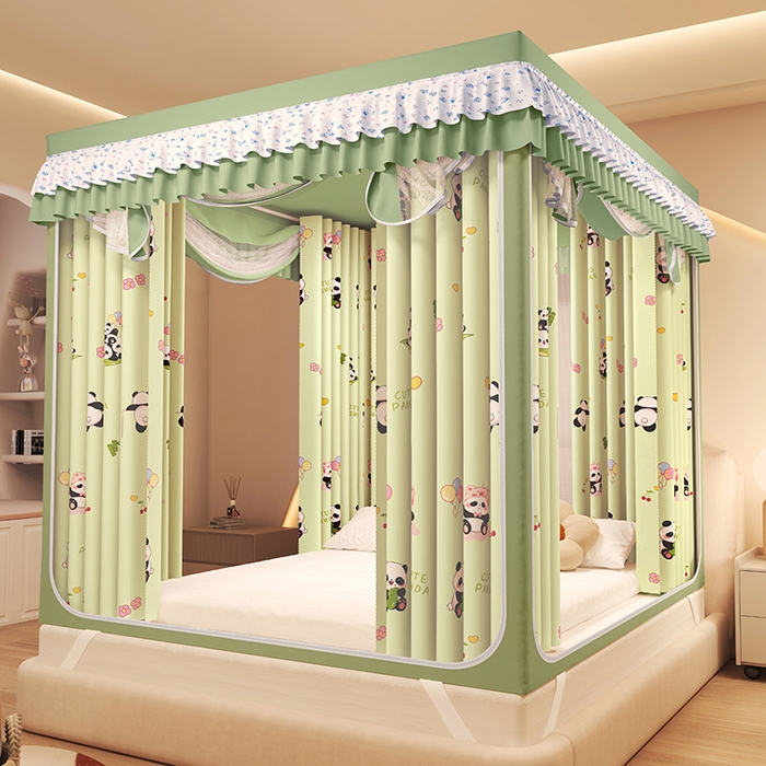 91家纺网 家纺一手货源 找家纺 迪凡保罗蚊帐 2025新款2503专版印花遮光帘防摔坐床蚊帐建模图 贪吃熊猫