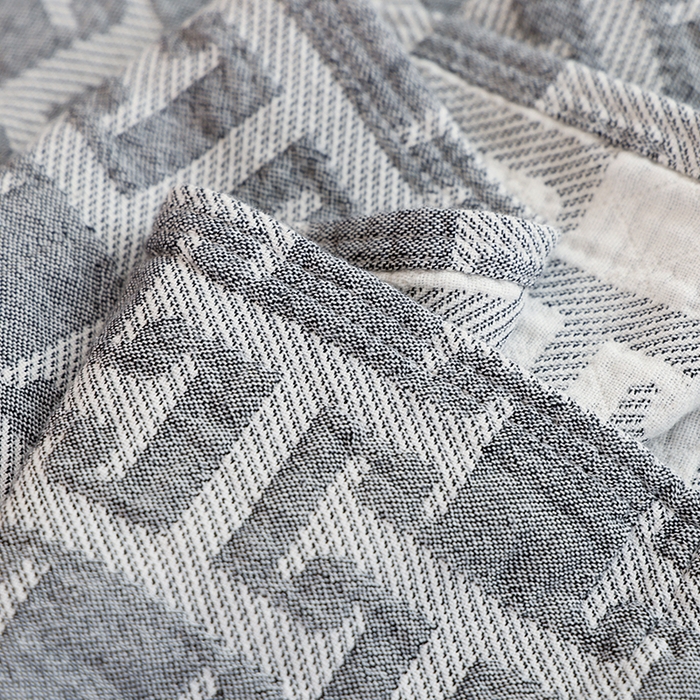 91家纺网 家纺一手货源 找家纺 朴尔2025年新品伯尔尼风格全棉加厚三层纱布毛巾被 邂逅之恋-灰