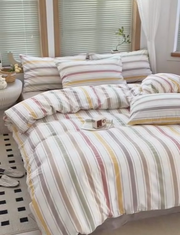 91家纺网 家纺一手货源 找家纺 澳萝拉 2025新款全棉水洗棉印花款四件套-风格二 里威-深咖