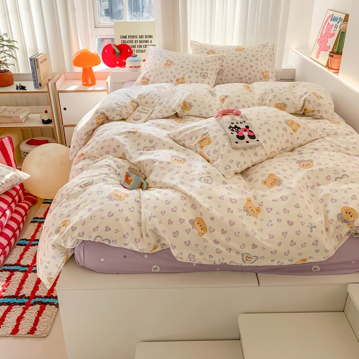 91家纺网 家纺一手货源 找家纺 （总）澳萝拉 2025新款卡通小清新春夏全棉亲肤舒适三件套四件套